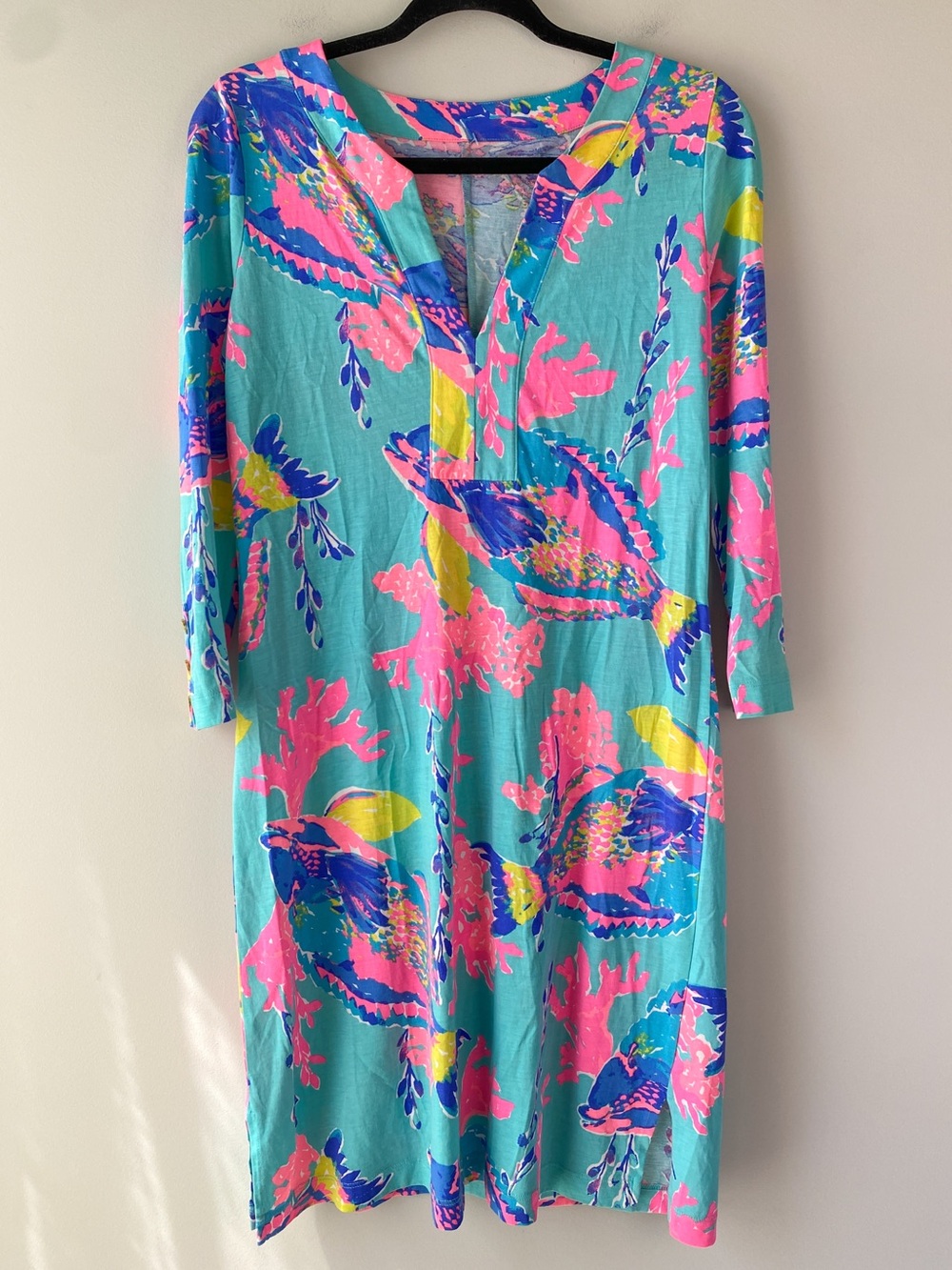 Lilly Pulitzer Womens Riva Shift Dress S Shorley Blue Sandstorm Pima Cotton